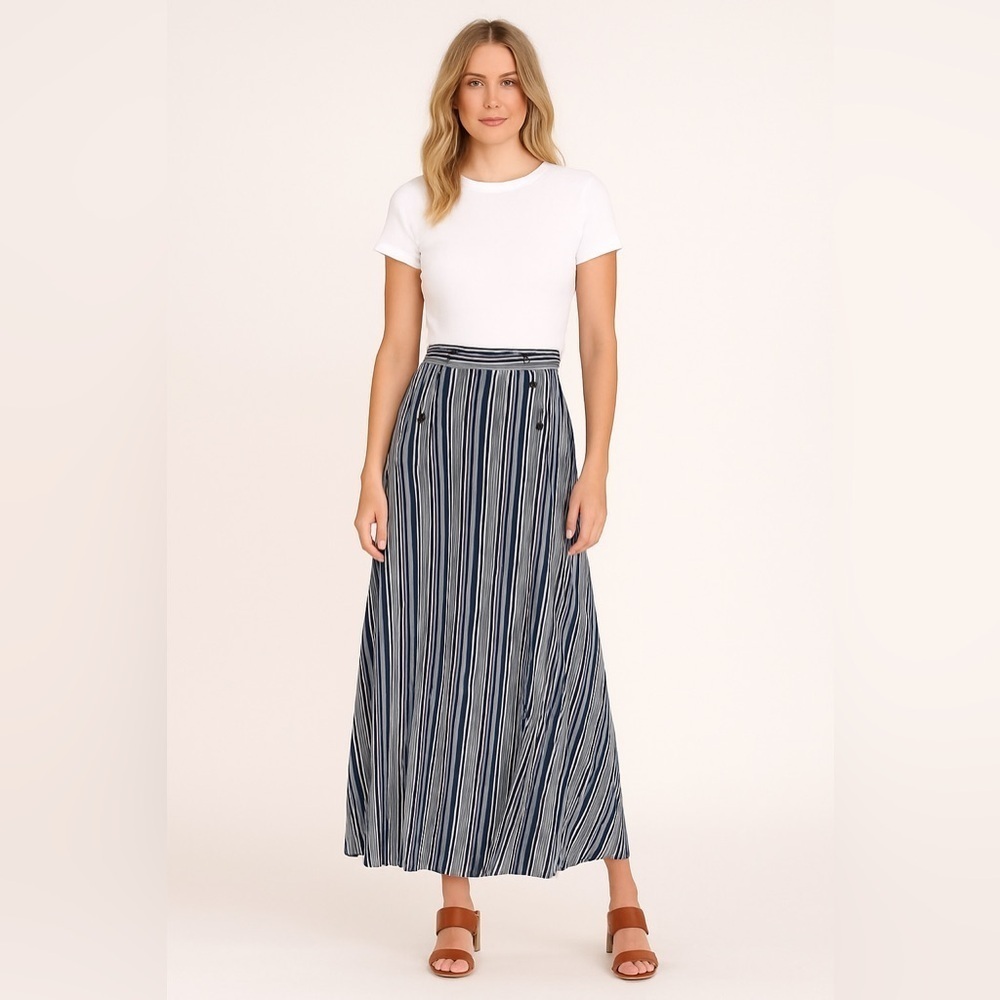 Robert Louis Black and White A Line Midi Skirt